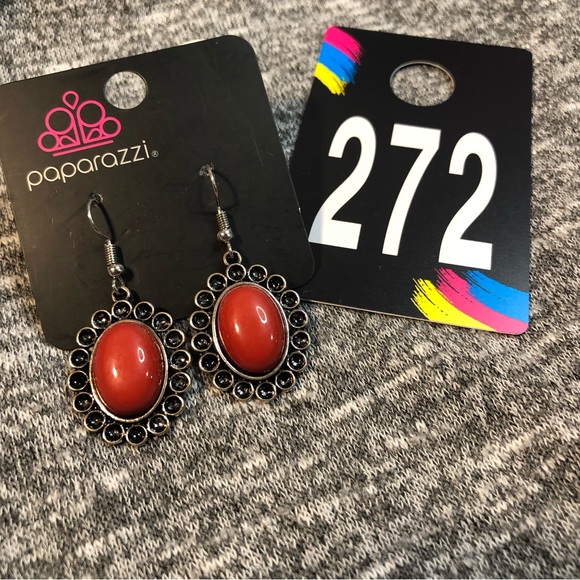 Brick Red Fishhook earrings - Picture 3 of 3